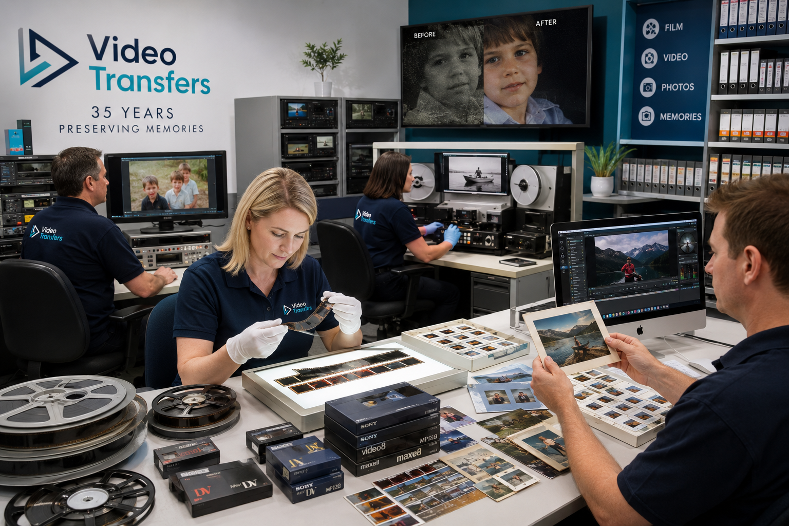 Video Transfers technicians working in the conversion studio